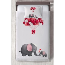 Mekta Home Bebek Ve Çocuk Odası Fil Ve Kalp Desenli Yatak Örtüsü Renkli