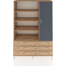 Hyperion Dolap 8 Raflı 6 Çekmeceli Tek Kapaklı 132x44x195 Çam-antrasit/çam Antrasıt/atlas Çam