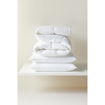 Ocean Home Textile %100 Pamuk Kumaş Kaz Tüyü Konforunda Saten Biyeli Mikrojel Battal Boy Yastık Yorgan Seti 1 Adet 235 X 215 / 2 Adet 50 X 70 Cm Beyaz