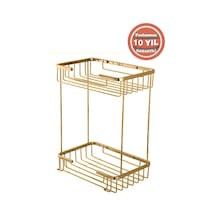 Çelik Banyo Paslanmaz Pirinç Taci 22x15cm Şampuanlık Köşe Süngerlik Altın Gold Gold