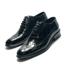 Balwın Rugan Siyah Erkek Hakiki Deri Günlük Klasik Ofis Ayakkabı