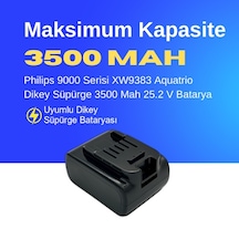 Philips 9000 Serisi Xw9383 Aquatrio Dikey Süpürge 3500 Mah 25.2 V Batarya  Uyumlu Uzun Ömürlü, Maksimum Performans Pil