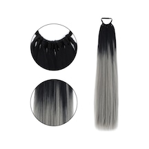 Lastik Tokalı At Kuyruğu Düz / Siyah / Gri Ombre