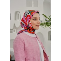 Afvente Yaprak Desen Pembe Soft Pamuk Eşarp