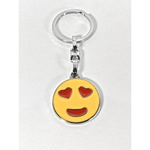 Kalp Gözlü Emoji Metal Anahtarlık Sevgi Temalı Emoji Anahtarlık Çok Renkli
