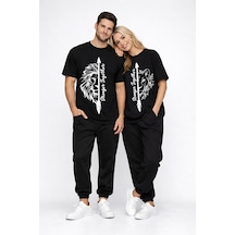 Sevgili Kombini Oversize Çift Tişört Unisex Matching Couple Stron Siyah