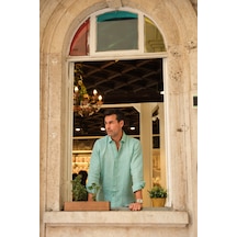 Slim Fit Uzun Kol %100 Keten Nefes Alabilen Kumaştan Hediye Kutulu Erkek Gömlek Fs-004170 - Mint-2856