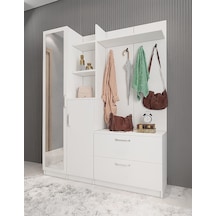 Çizgi Portmanto Vestiyer Ayakkabılık Beyaz 160 cm -Ücretsiz Kurul