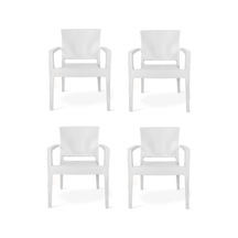 4 Adet Zeugma Rattan Kollu Sandalye Koltuk Beyaz Beyaz