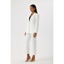 Velnara Moda Kırık Beyaz Klasik Kadın Takım Elbise -tek Düğme Ceket & Dar Paça Pantolon Beyaz - 918605984 Beyaz