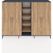 Hyperion Dolap 12 Raflı 4 Kapaklı 220x44x163 Antrasit-çam Atlas Çam - Antrasit