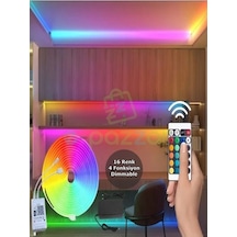 5m 16 Renk 4 Fonksiyonlu Esnek Şerit Neon Led Tdrtr Çok Renkli