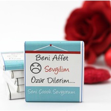 Dark Brown Beni Affet Sevgilim Yazılı Madlen Çikolata 48 Adet