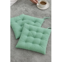4 Lü Sandalye Minderi Bağcıklı, Çökme Yapmaz Sünger Dolgulu, Yıkanabilir 40x40 Cm Mint Yeş Diğer