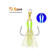 Tolu 10 Adet Metal Jig Kuyruk Destek Kancaları 13-22 Pe Hattı Tüy Katı Halka Green Double Hook 16 16