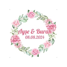 Altın Boynuzlu Kış Çelengi Etiketi Kına Nişan Düğün 3x3 Cm Özel Etiket / 50 Adet Sticker Beyaz