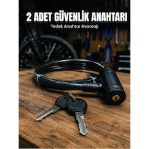 Mey İthalat 12 Mm Çelik Halat Bisiklet Kilidi 80 Cm Anahtarlı Güvenlik Kilidi Pvc Kaplamalı Scooter Ve Elektrikli Bisiklet Uyumlu Diğer