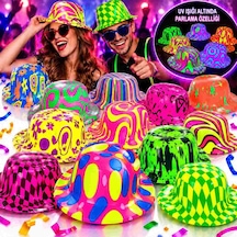 Neon Desenli Uv Işıkta Parlayan Parti Şapkası Karışık 1 Adet Diğer