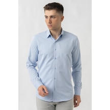 White Stone Adliswil G9501 Regular Fit Armürlü Pamuklu Gömlek Mavi-mavi Mavi
