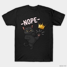 Flood Of Style No Kings In America Black Cat Nope 4th Of July Cat T-shirt For Men Women %100 Pamuklu Tişörtl Siyah