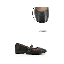 Gönderi(R) Gönderi R Siyah Baskılı Mary Jane Hakiki Deri Babet Siyah