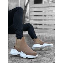 Ba0444 Bağcıksız Rahat Yüksek Taban Vizon Erkek Spor Yarım Bilek Bot Vizon
