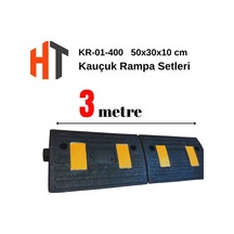 10 Cm Kauçuk Rampa Seti 3 Metre - Otopark Rampası, Kablo Kanallı, Kaldırım Rampası 50 X 30 X 10 Cm
