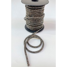 FdayAksesuar Dekoratif Şerit Antrasit Gri Full Taşlı Boru Şerit Boncuk Aplik FRDY10014