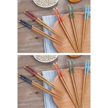 5 li Set Bambu Çin Çubuğu Chopstick Yıkanabilir ve Kullanılabilir Çok Renkli