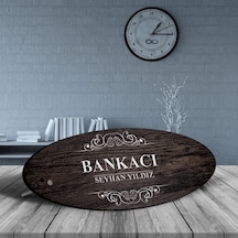 Kişiye Özel Mesleki Bankacı Ahşap Oval Masa İsimliği - 3