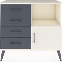 Arges Şifonyer Tek Raflı 4 Çekmeceli Tek Kapaklı 88x30x80 Aytaşı-aytaşı/antrasit Aytaşı/antrasit
