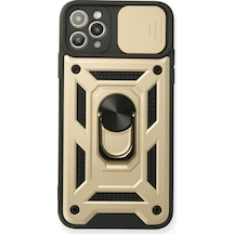 Newface - 208 - iPhone Uyumlu 11 Pro Kılıf Pars Lens Yüzüklü Silikon - Novapazr - - Gold