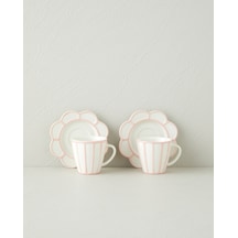 English Home Soft Cloud Stoneware 4 Parça 2 Kişilik Kahve Fincan Takımı 70 Ml Açık Pembe