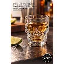 1 Adet Kurukafa Cam Shot Bardağı 9 8 Cm Cam Tasarım İskelet Motifli Bar Parti Hediyelik Shot Glass
