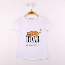 Toontoy Kids Toontoy Kız Çocuk Leopar Baskılı Pullu Tişört Beyaz