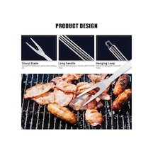 Pazly Paslanmaz Çelik Barbekü Izgara Aletleri Seti 18 Parça Gümüş Oxford Çanta Gümüş