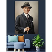 Ahşap Tablo Fötr Şapkalı Mustafa Kemal Atatürk Portresi