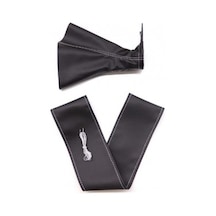 Ford Fiesta 6 2002-2008 Uyumlu Direksiyon Kılıfı Ve Vites Körüğü Siyah Deri Gri Nakışlı