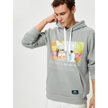 Koton Rick And Morty Hoodie Kanguru Cepli Lisanslı Baskılı Gri 4wam70331mk Gri