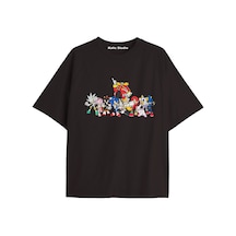 Kalic Studio Unisex Bay Sonic Desenli Siyah Yazlık T-shirt Siyah-210