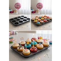 12 Li Muffin Kek Kalıbı Dayanıklı, Çok Amaçlı Fırın Kalıbı Belirtilmemiş Siyah Diğer