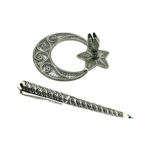 Gümüş Kalem Ayyıldızlı Hediyelik Masalık Telkari Gümüş Kalemlik T