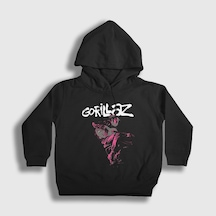Presmono Unisex Çocuk Hollow Gorillaz Kapüşonlu Sweatshirt Siyah
