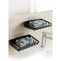 2 Adet Duvara Yapıştırılabilir Plastik Katı Sabunluk Kalıp Sabunluk Delme Gerektirmez Yapışkanlı Duş Banyo Lavabo Sabunluğu 000 Açık Krem