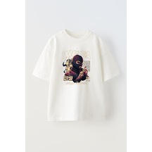 Thewert Unisex Money Era Tasarım Baskılı Pamuk Beyaz Oversize T-shirt