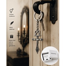 Hım Heartagram Gotik Tasarım Unisex Anahtarlık Vintage Metal Anahtarlık