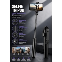 İphone 13 Pro Max Uyumlu Bluetooth Kumandalı Uzatılabilir 360 Döner Selfie Çubuğu Tripod
