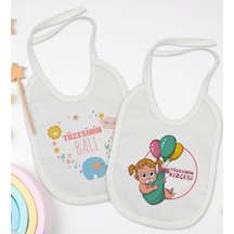 BK Kids Tiize Tasarımlı 2’li Beyaz Mama Önlüğü-1 Beyaz