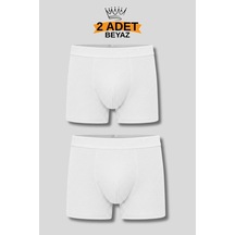 Cnt Erkek 2'li Likralı Boxer Beyaz Beyaz