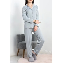 Seka Store Seka Milan Düğmeli Pijama Takımı Gri - 50728.1929. Çok Renkli